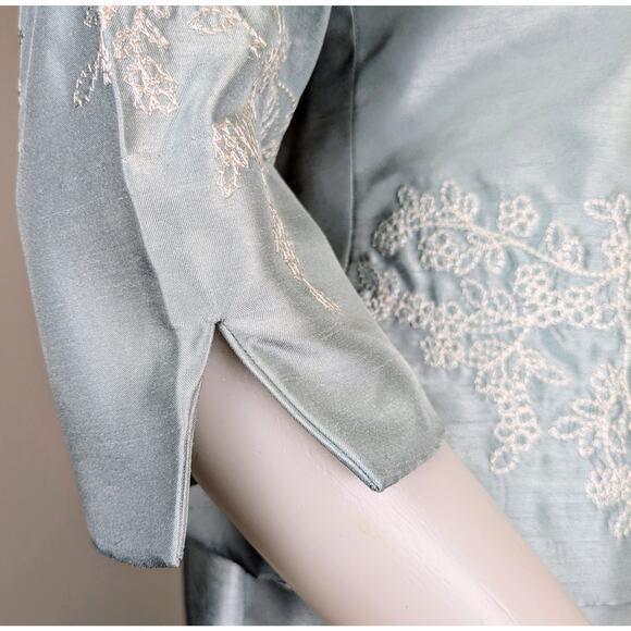 Jessica Howard Ice Blue 2Pc Maxi Asian Styled Embroidered Dress Size 12 Petite - Picture 9 of 11